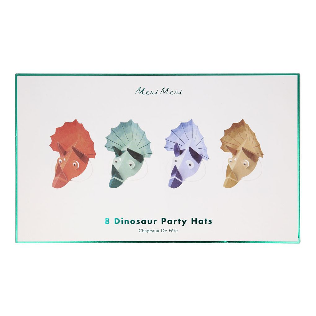 Meri Meri - Chapeaux de fête Triceratops - Set de 8 - Multicolore