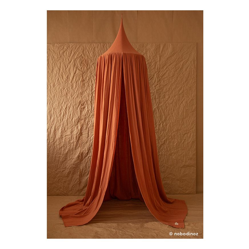 Amour Canopy Bed in Organic Cotton Brown- Product image n°1