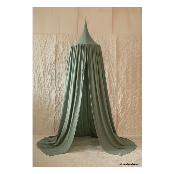 Amour Canopy Bed in Organic Cotton | Green- Product image n°1