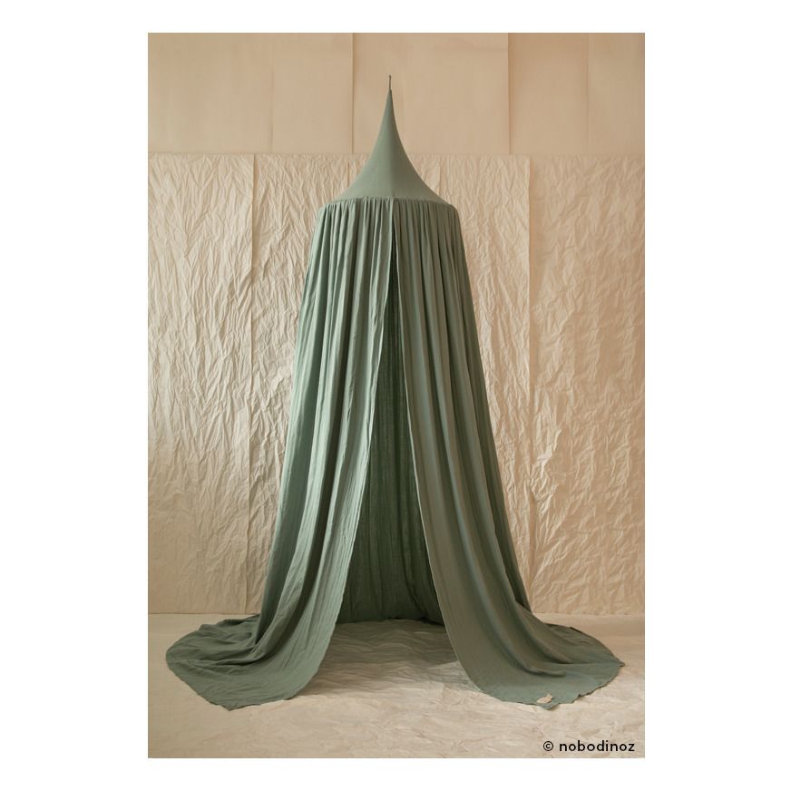 Amour Canopy Bed in Organic Cotton Green- Product image n°1