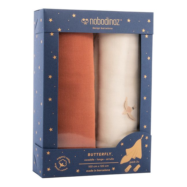 Wickeltuch Butterfly aus Bio-Baumwolle - 2er-Set | Braun