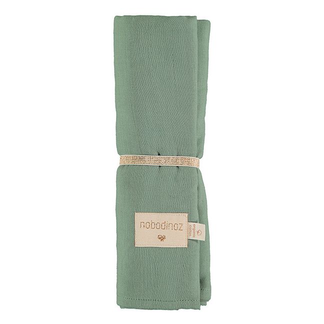Langes Butterfly en double gaze de coton bio - Set de 2 | Vert