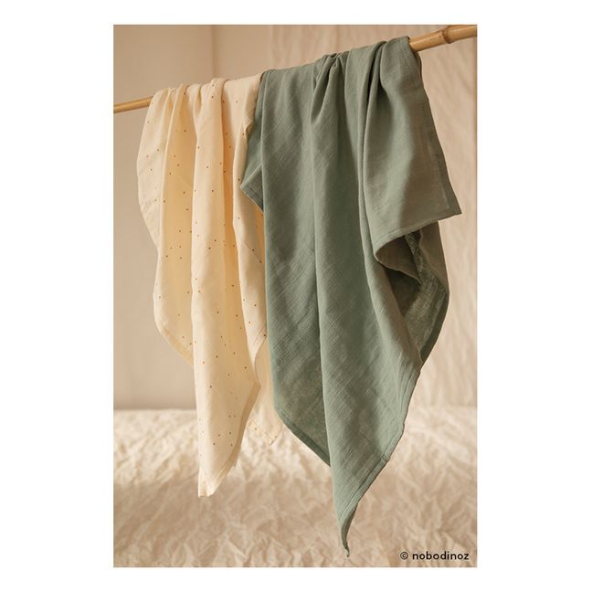 Babylove Swaddles in Organic Cotton Muslin - Set of 3 | Green