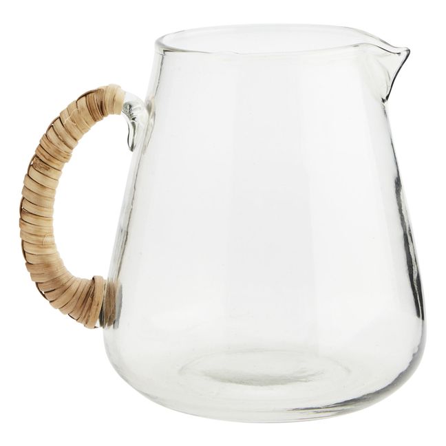 Krug aus Glas mit Bambus-Henkel | Transparent