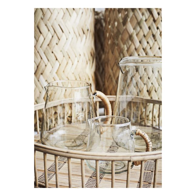 Caraffa in vetro con manico in bambù Trasparente