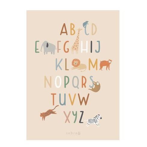 Sebra - Affiche alphabet Wildlife - Multicolore
