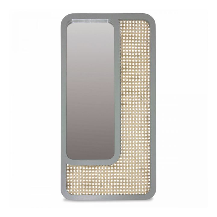 Espejo rectangular en ratán | Gris- Imagen del producto n°0