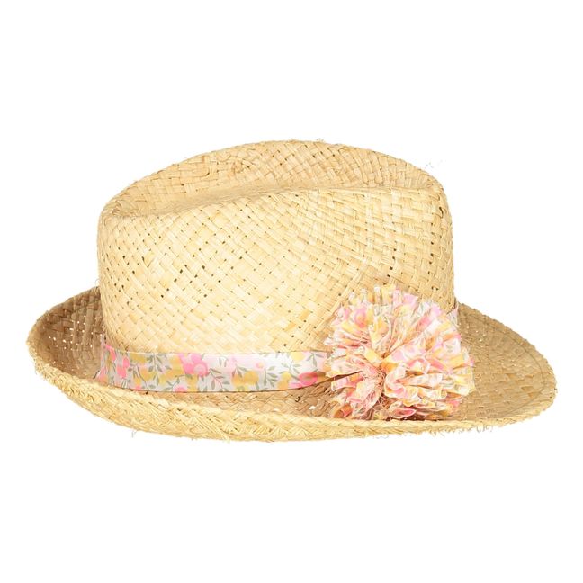Pompom Straw Hat | Lemon yellow