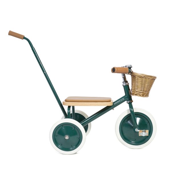 Dreirad aus Metall und Holz Grün