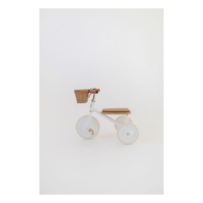Dreirad aus Metall und Holz Weiß
