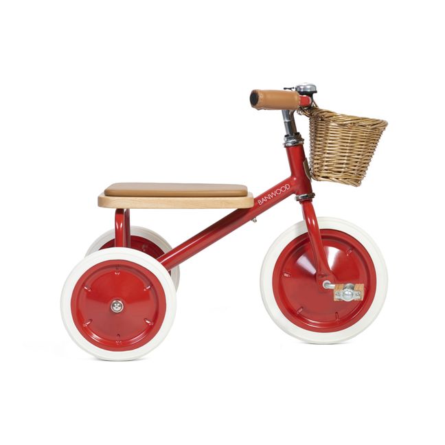 Dreirad aus Metall und Holz Rot