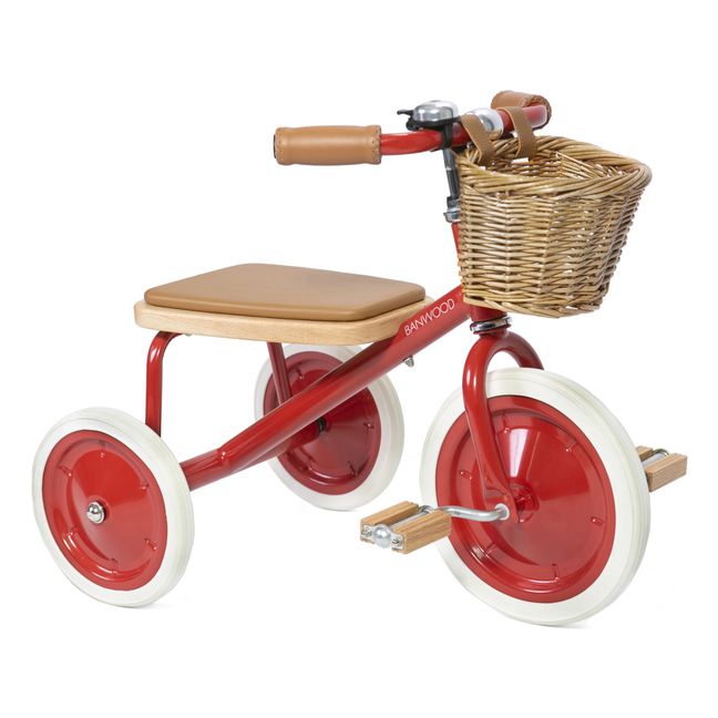 Triciclo en metal y madera Rojo