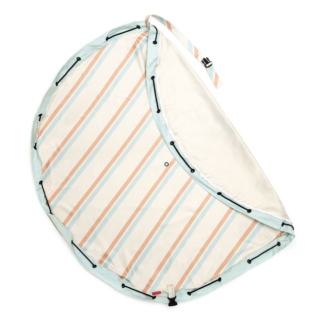 Striped Outdoor Play Mat/Storage Bag | Light blue