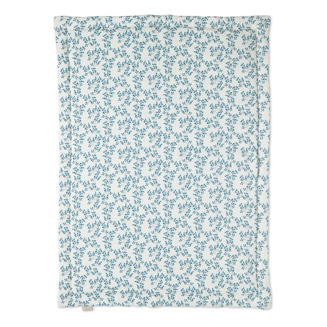 Fiori Reversible Blanket in Organic Cotton Blue