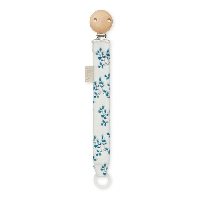 Attache-tétine Fiori en coton bio | Bleu