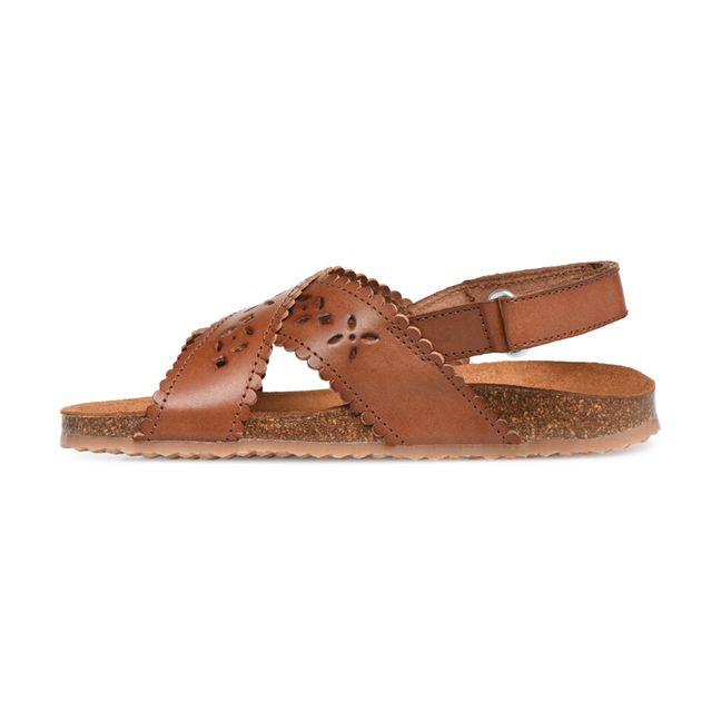 Two Con Me - Perforated Criss Cross Sandals | Caramel