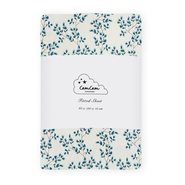 Fiori Fitted Sheets in Organic Cotton Blue