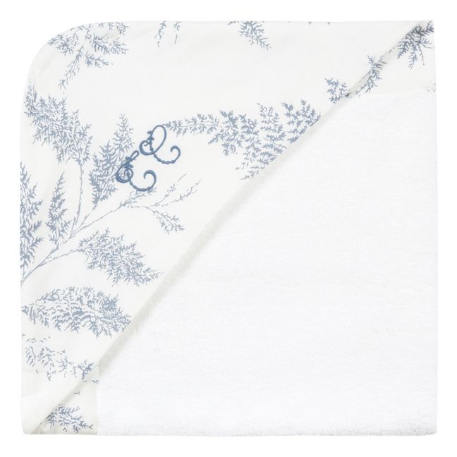Leaf-Print Terry Cloth Hooded Bath Towel Navy blue