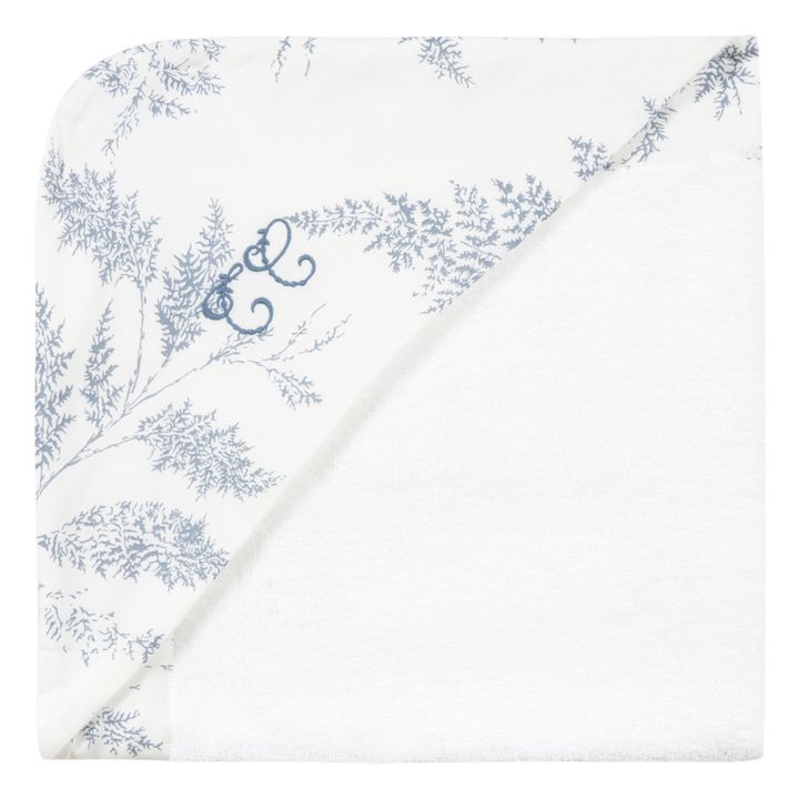 Leaf-Print Terry Cloth Hooded Bath Towel | Navy blue- Product image n°2