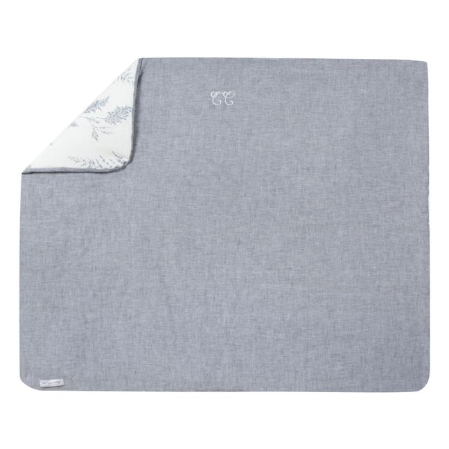 Leaf-Print Blanket | Navy blue