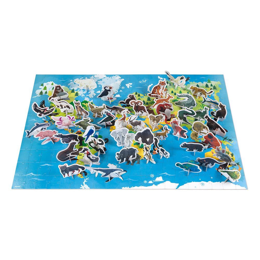 Janod - Puzzle éducatif Les Animaux Menacés - 200 pièces - Multicolore