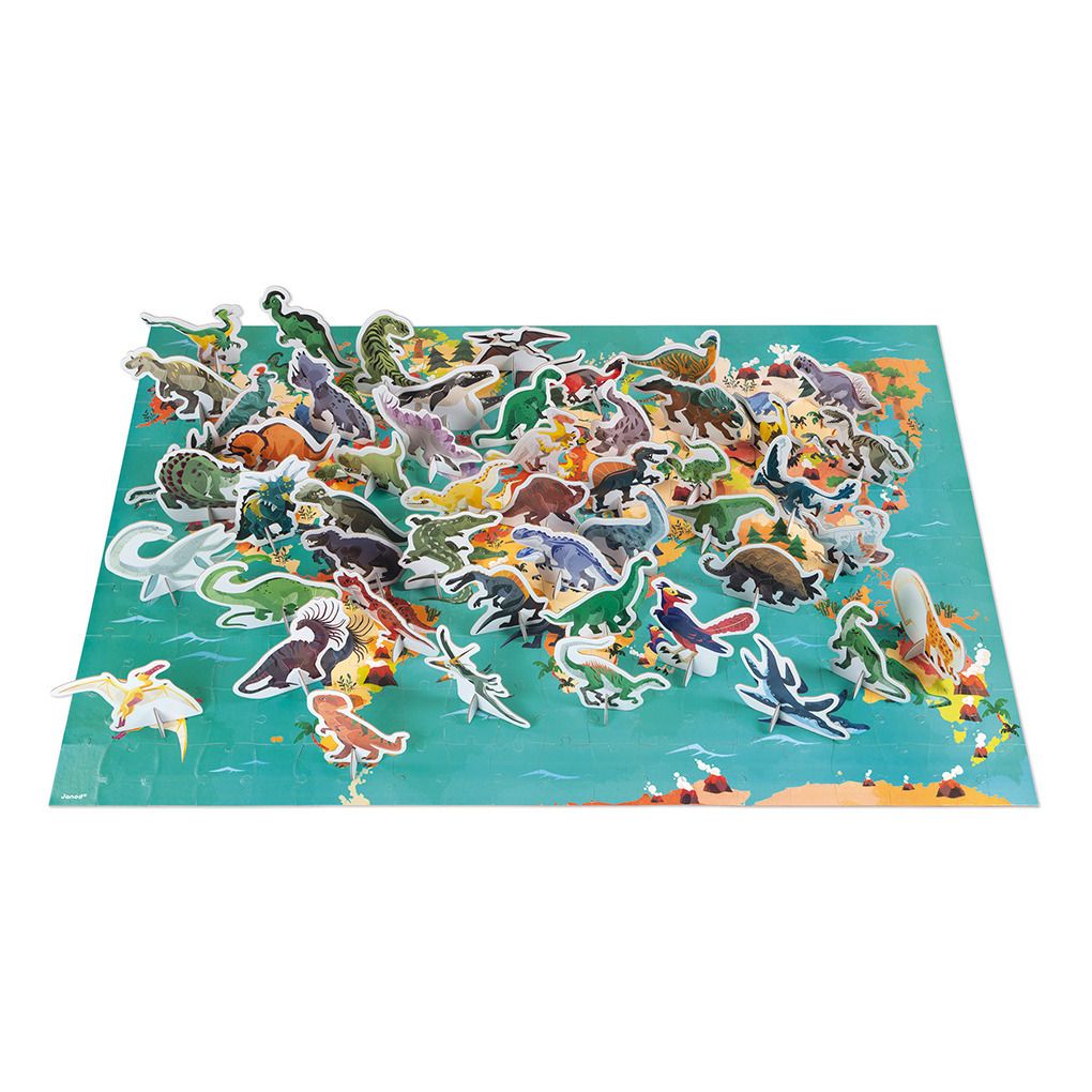 Janod - Puzzle éducatif Les Dinosaures - 200 pièces - Multicolore