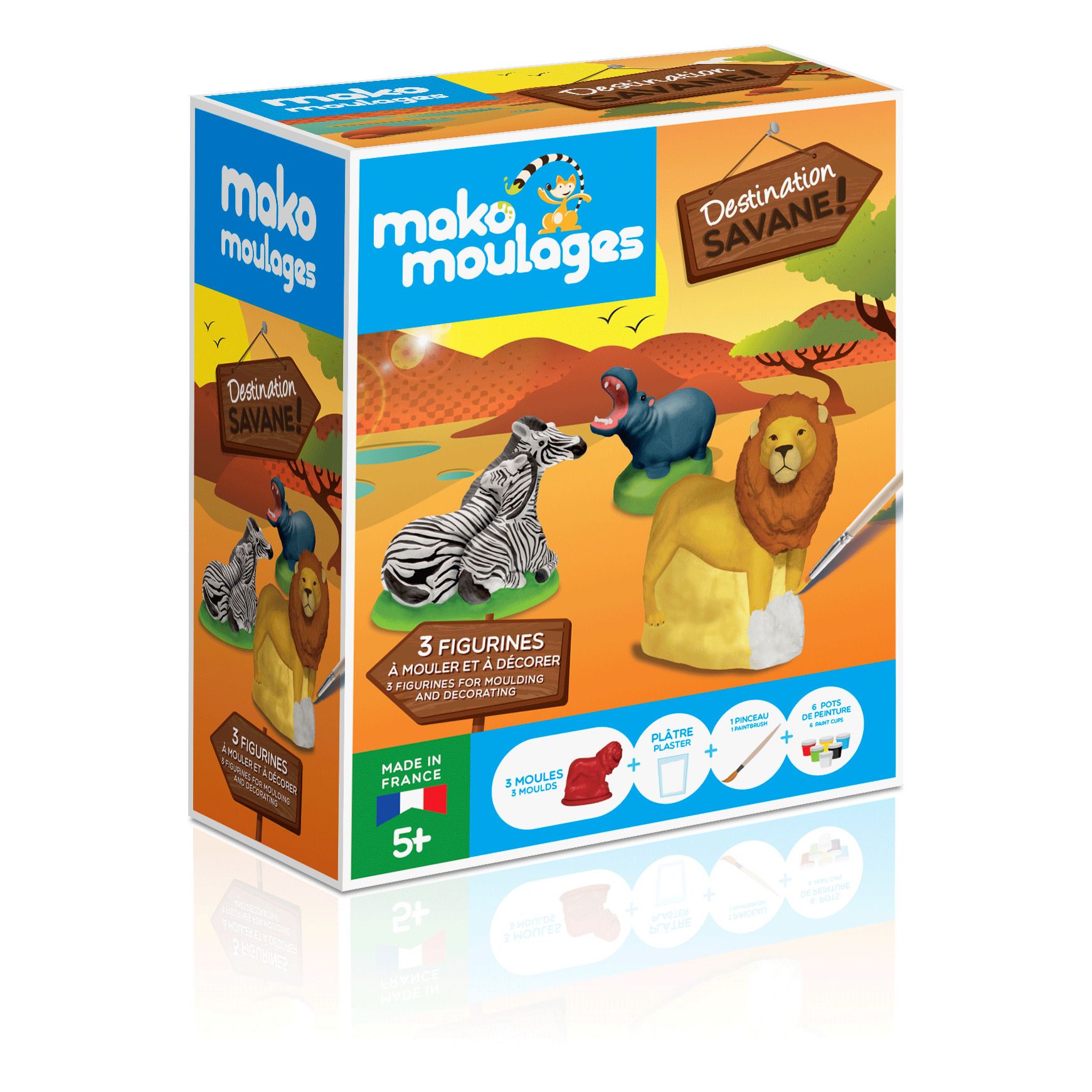 Mako Moulages - Coffret Destination Savane - Set de 3 - Multicolore