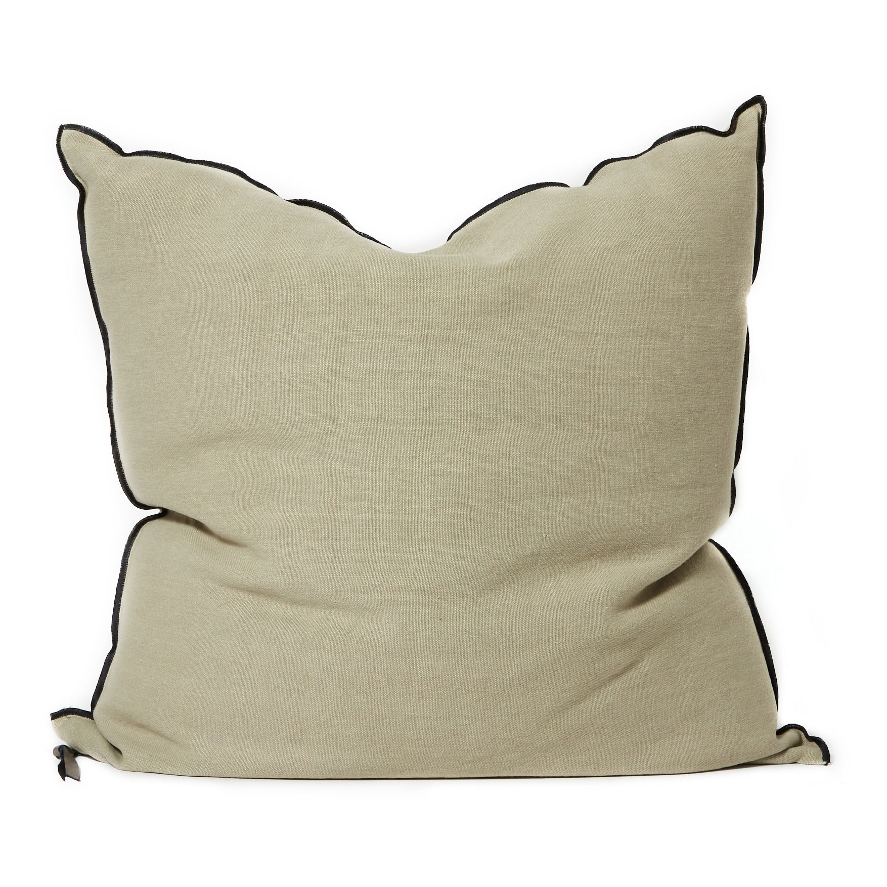 Maison de vacances - Coussin Vice Versa Black Line en lin stone washed - Gris ciment