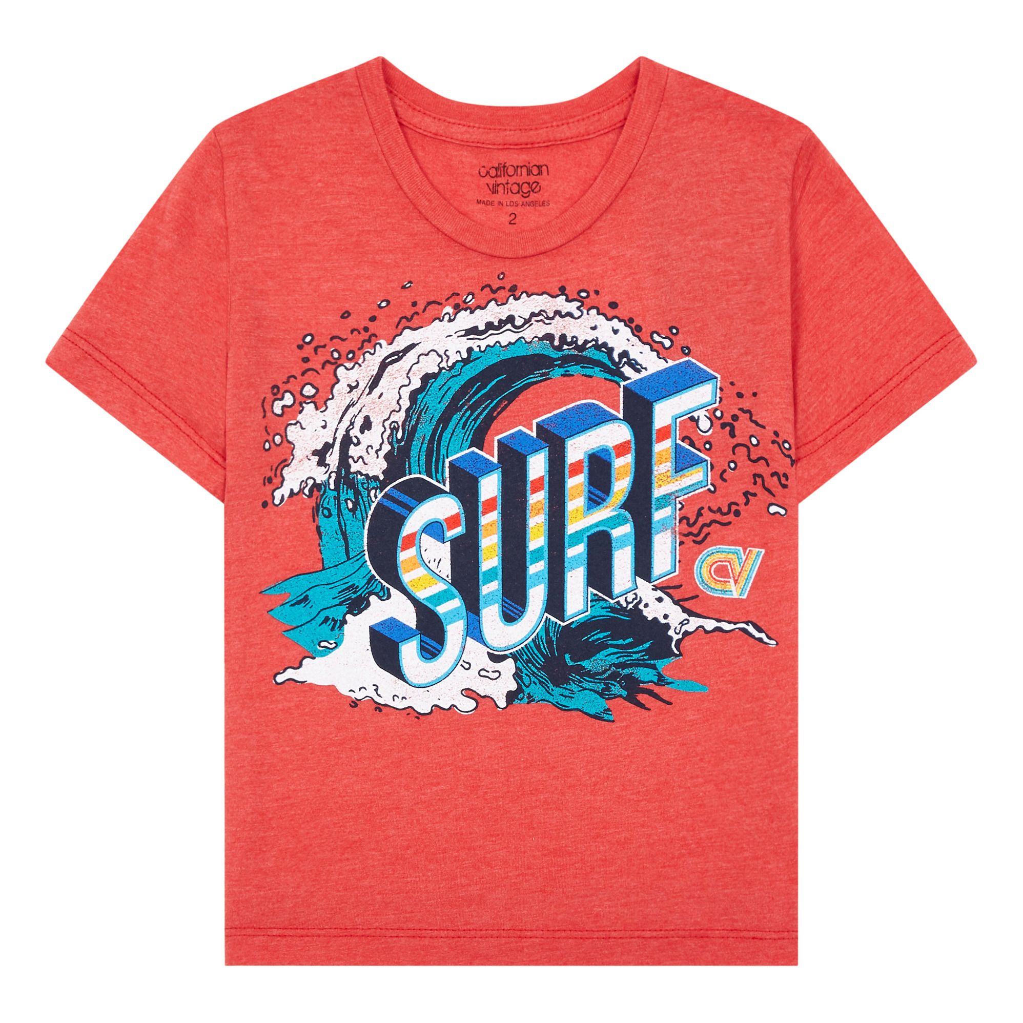 Surf T Shirt Red Californian Vintage Fashion Teen Children