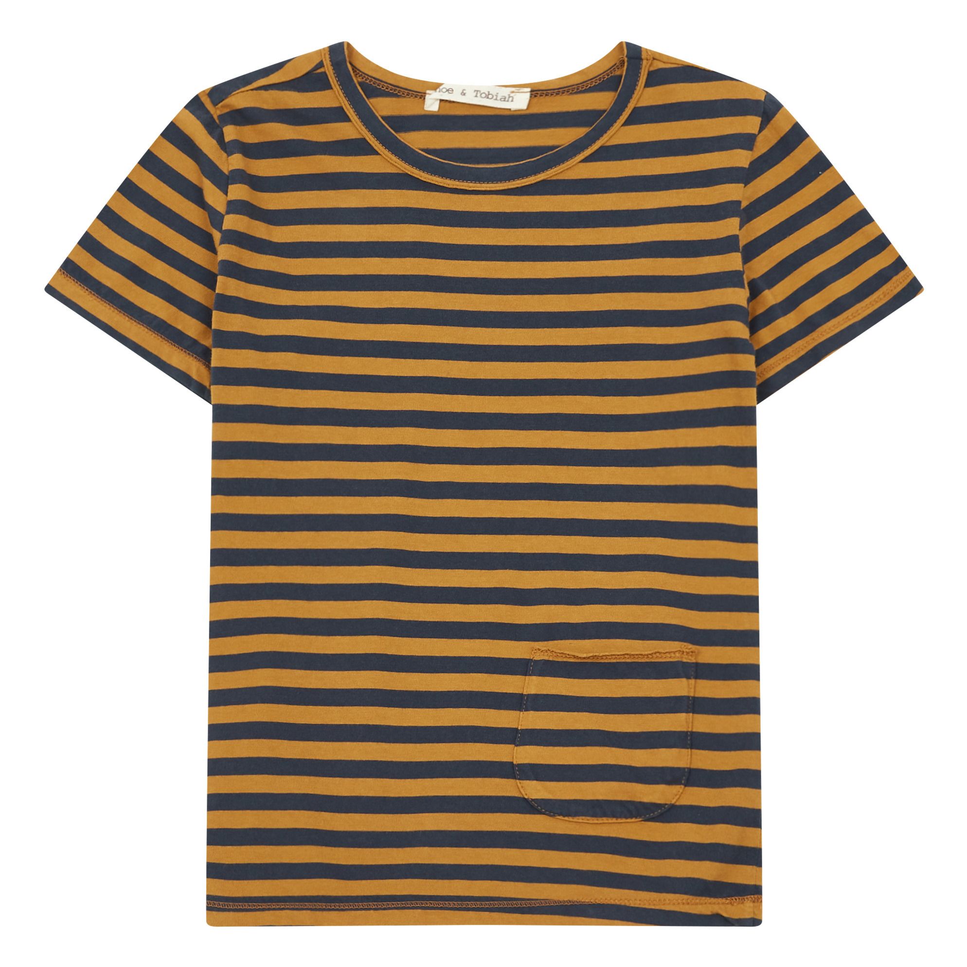 Zhoe & Tobiah - T-shirt Rayé Poche - Garçon - Ocre