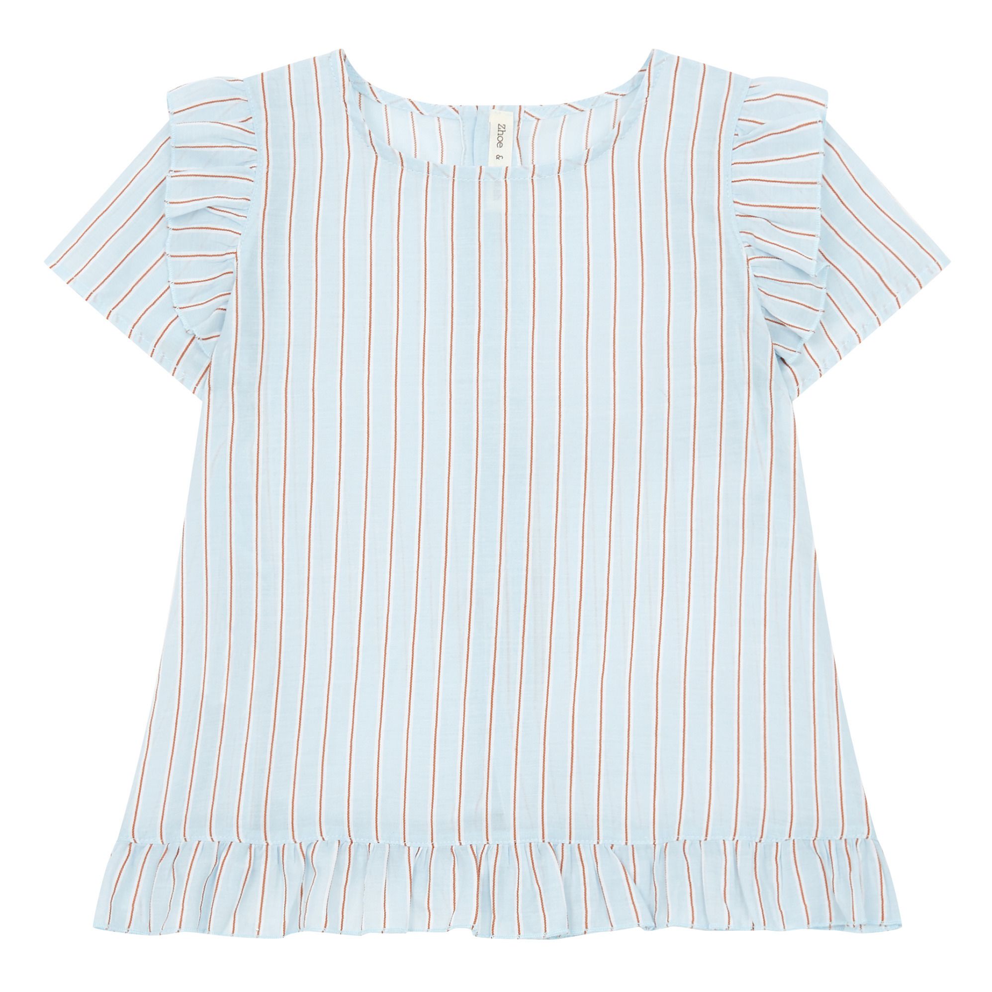 Zhoe & Tobiah - Blouse Rayée Volants - Fille - Bleu