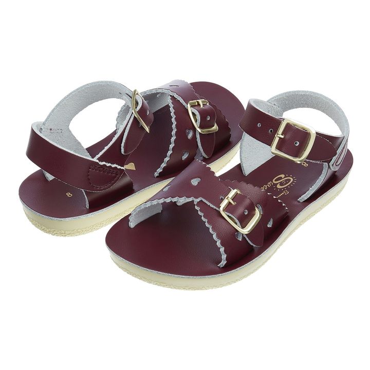 Waterproof Leather Sweetheart Sandals | Burgundy- Product image n°1
