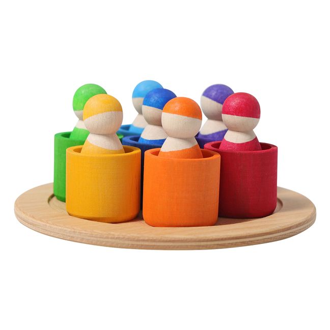 Muñecos y bols en madera - Set de 7