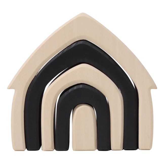 Wooden Stacking House Black