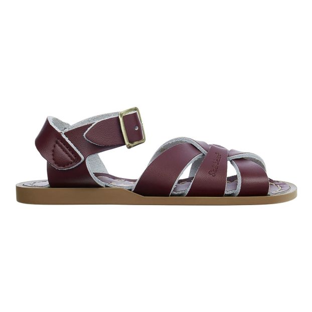 burgundy leather sandals