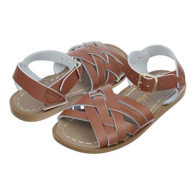 The Retro Waterproof Leather Sandals Camel