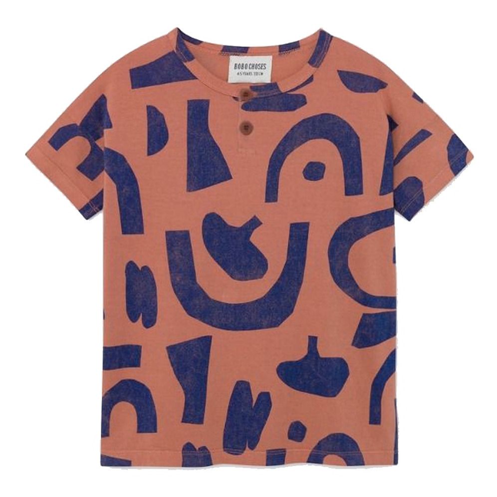 Bobo Choses - T-Shirt Boutonné Coton Bio - Fille - Rouge brique