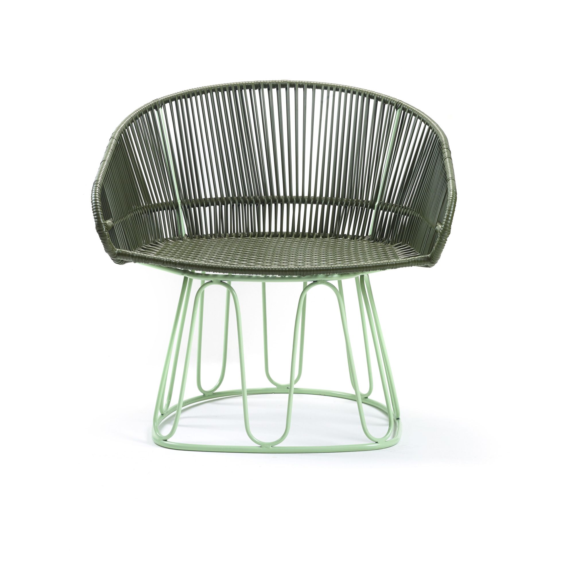 Ames - Fauteuil Circo - piétement en métal - Vert olive