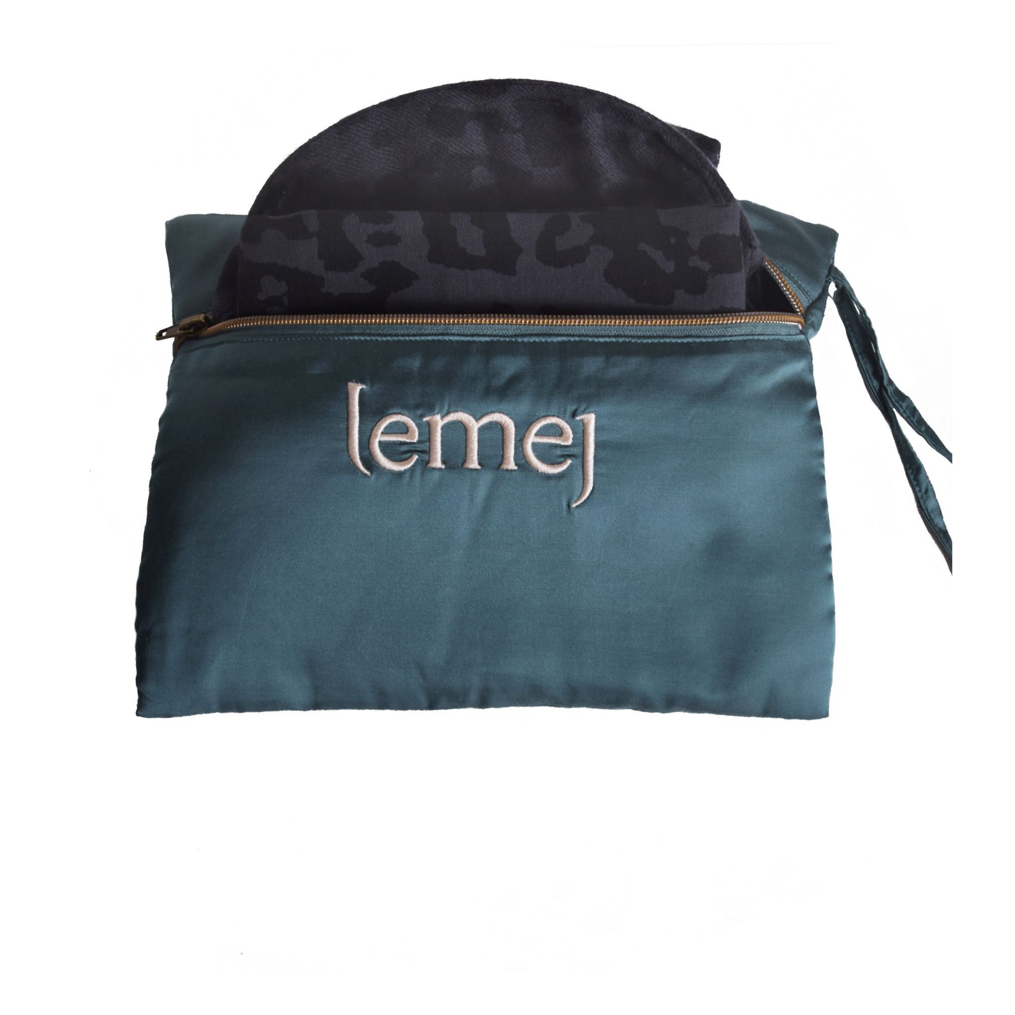 Lemej - Châle d'allaitement en laine et soie et lange en coton - Bleu