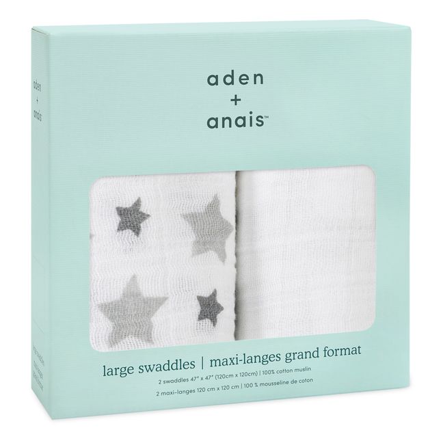 Pack of 2 Grey Stars Maxi Swaddle