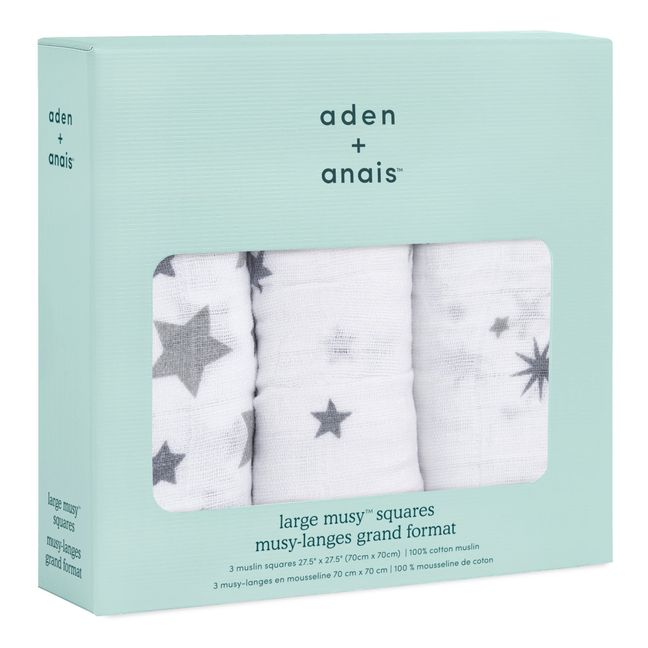 Wickeltuch - graue Sterne - 3-er Pack