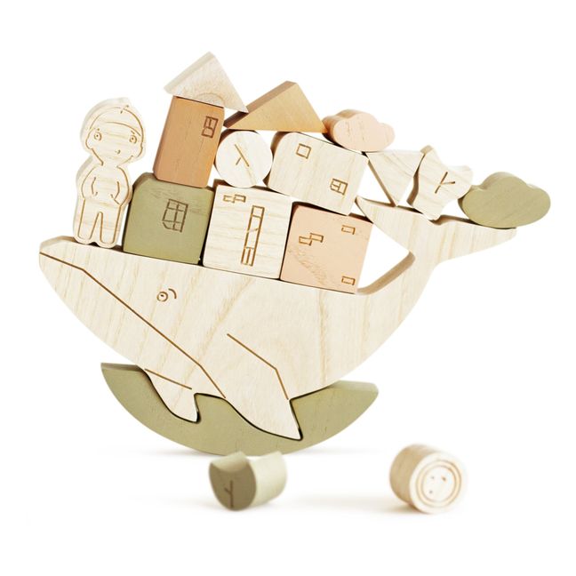 Juego de equilibrio Ballena de madera | Verde