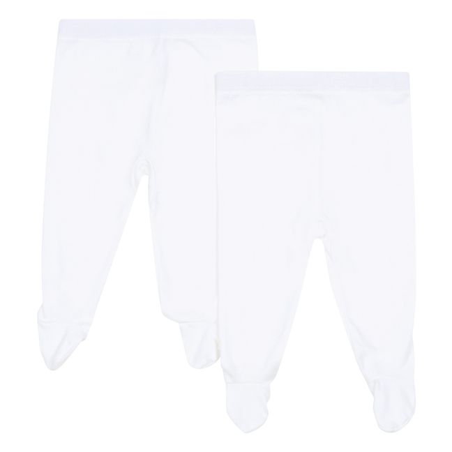 Hose mit Füßchen einfarbig 2er-Pack | Weiß