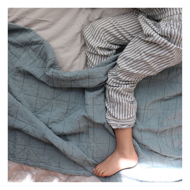 Coperta matelassé Diamond in cotone bio | Azzurro