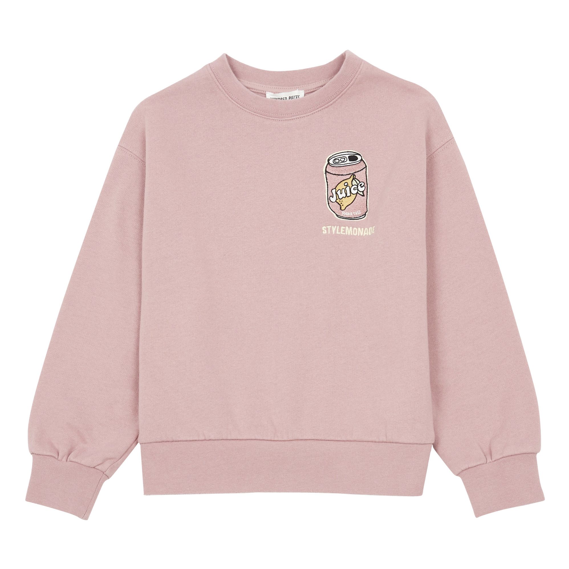 Hundred Pieces - Sweat Coton Bio Brodé - Fille - Vieux Rose