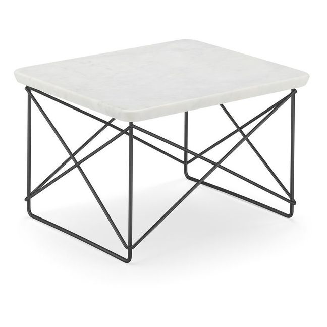 Tavolino Eames Ocassional LTR con crociera in materiale epossidico | Bianco Marmo