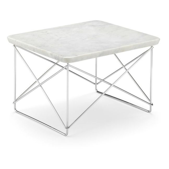 Tavolino Eames Ocassional LTR con crociera cromata | Bianco Marmo