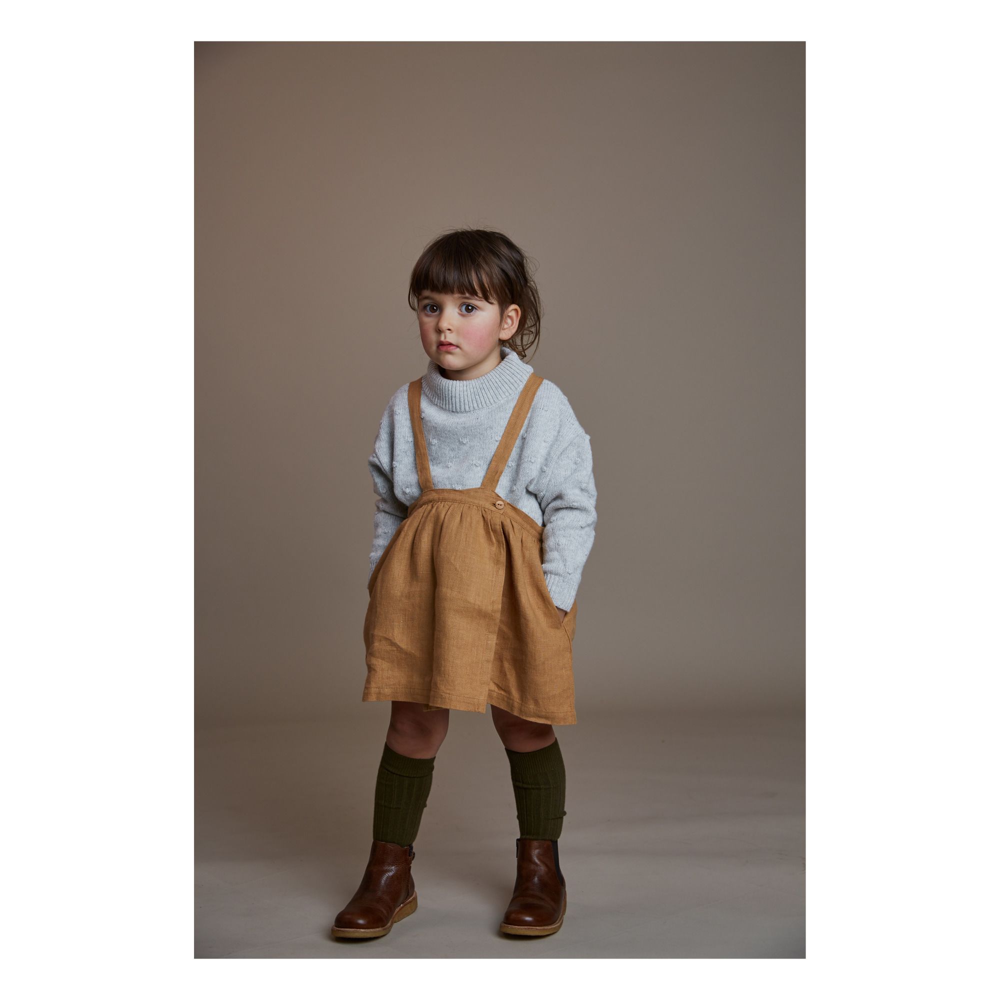 Sanne Linen Suspender Skirt Camel Matona Fashion Children