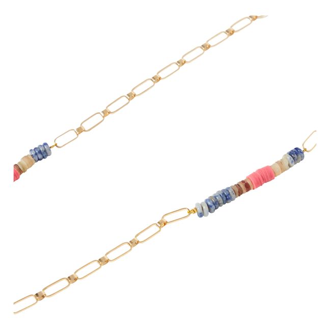 Gold Plated Heishi Necklace Blue
