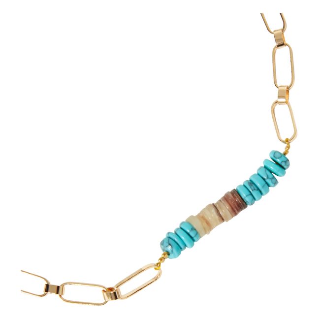 Double Tour Gold Plated Bracelet | Turquoise